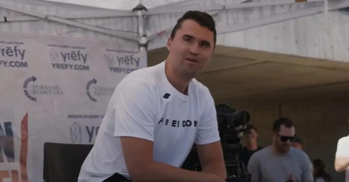 Image of Charlie Kirk was speaking at Utah Valley University when he was killed.