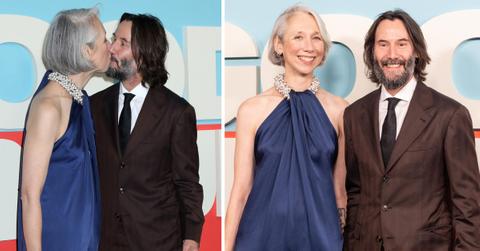 Two photos of Keanu Reeves with Alexandra Grant