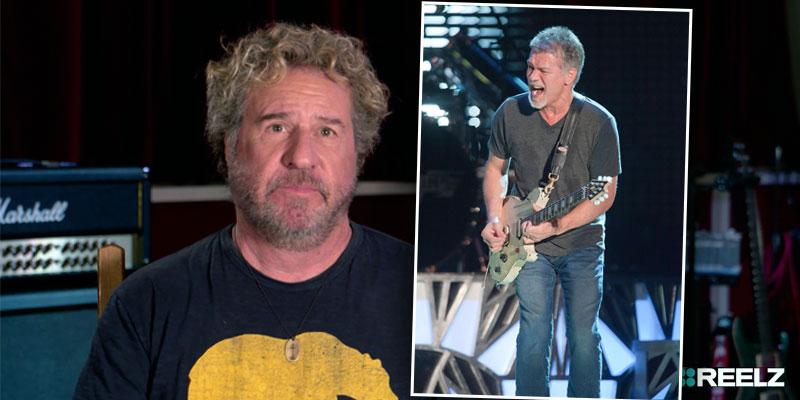 Sammy Hagar with inset of Eddie Van HalenEddie Van Halen Remembered in REELZ Music Documentary