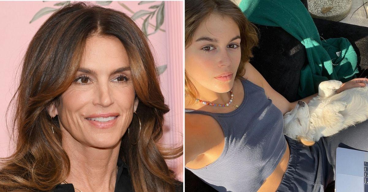 Cindy Crawford Goes MakeupFree While With Daughter Kaia's Dog Milo