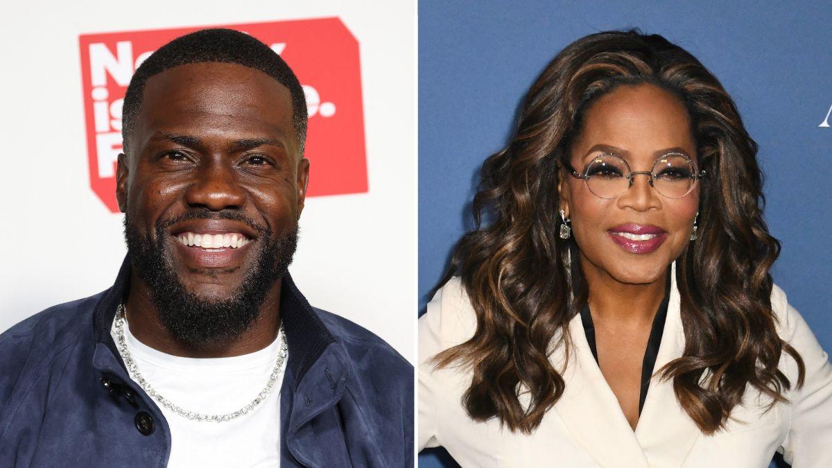 Photo of Kevin Hart and Oprah Winfrey.