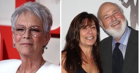 split photo of jamie lee curtis and rob and michele reiner