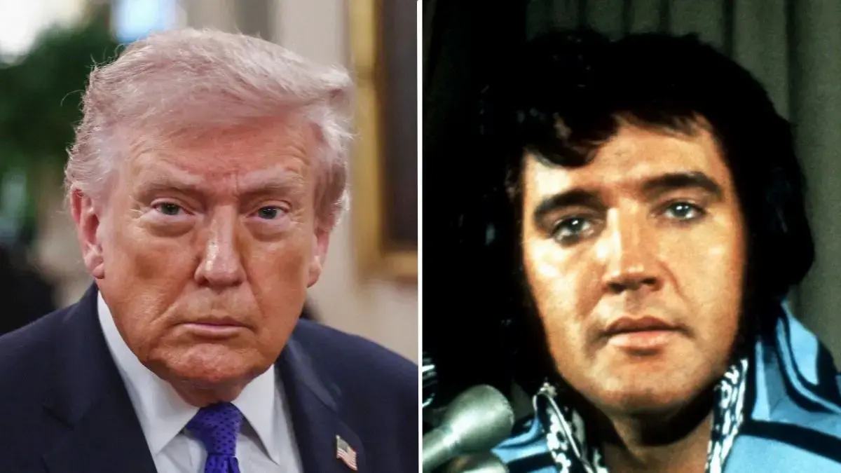 split of Donald Trump and Elvis Presley. 