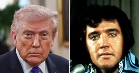 split of Donald Trump and Elvis Presley.