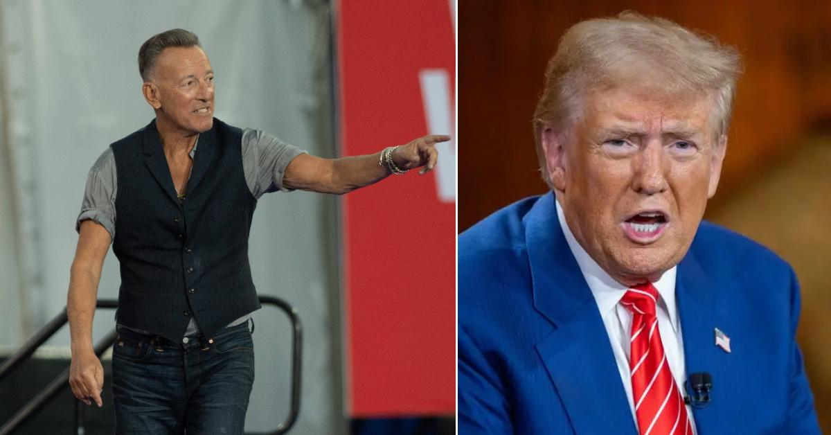 Photo of Bruce Springsteen; picture of Donald Trump.