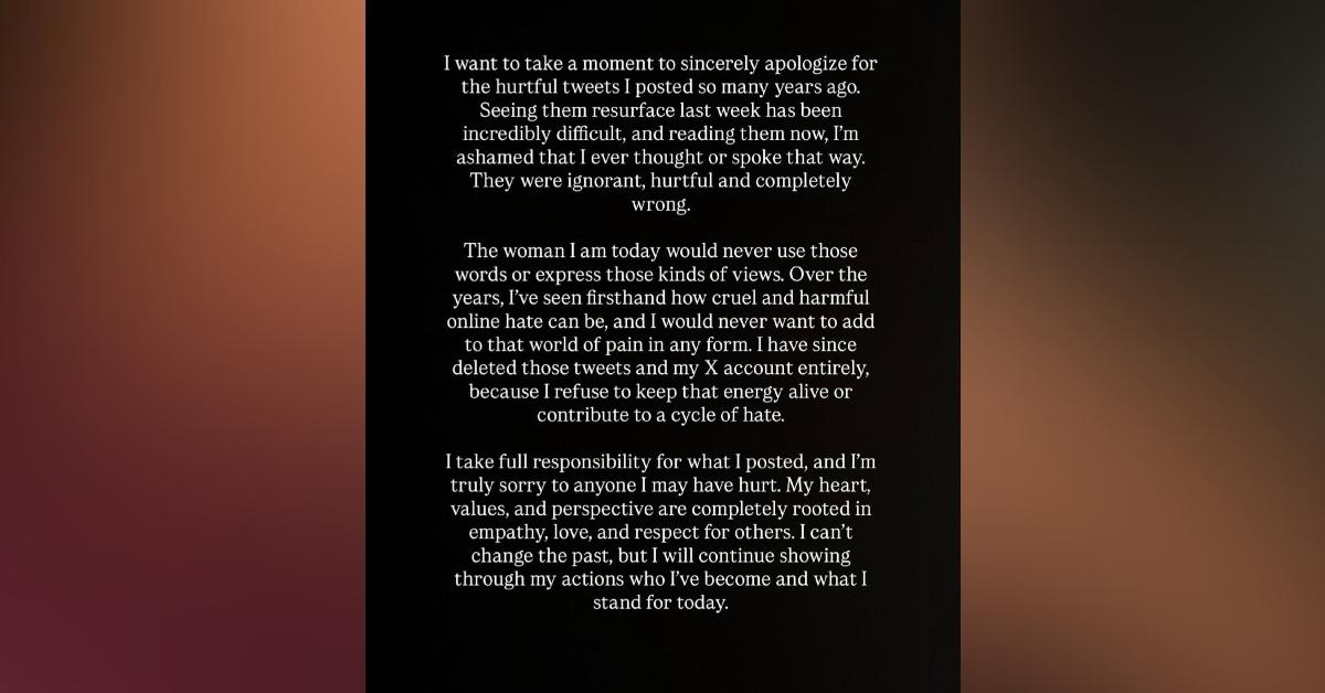 Photo of Travis Kelce's ex admitted she was 'ashamed' of her comments and insisted she's a completely different person today.