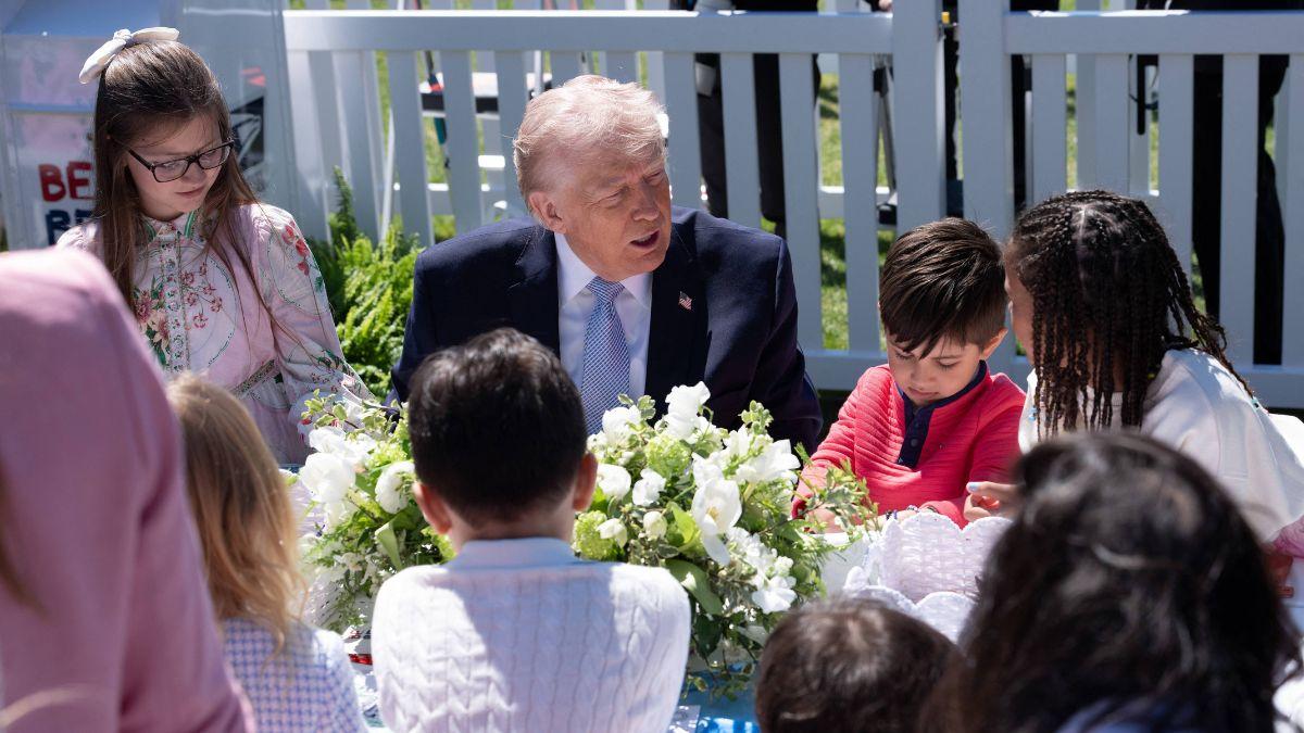 Image of The president repeated his Hollywood remark to children gathered nearby.