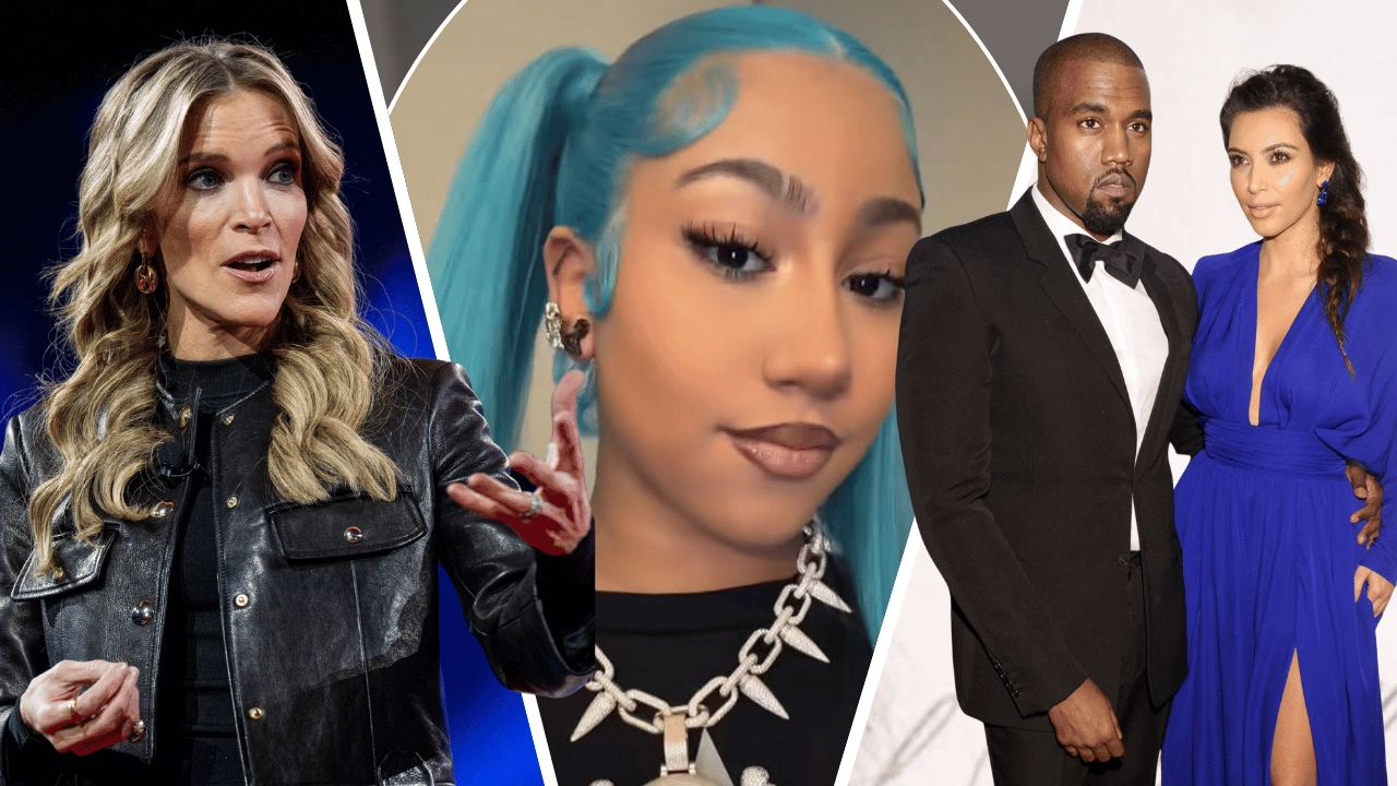 Composite photo of Megyn Kelly, North West, Kanye West and Kim Kardashian