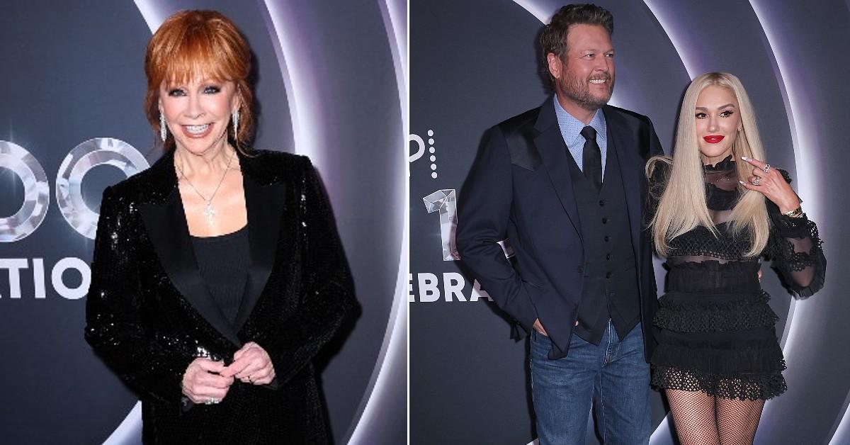 Reba McEntire, Blake Shelton and Gwen Stefani attend Opry 100.