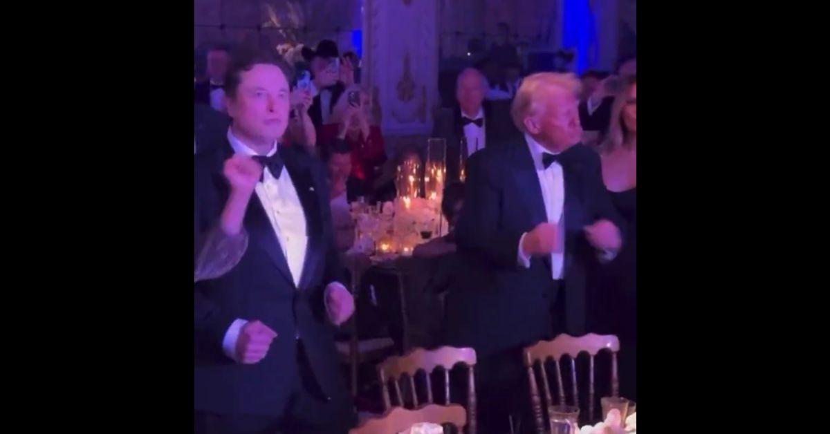 donald trump dancing ymca melania elon musk mar a lago new years eve