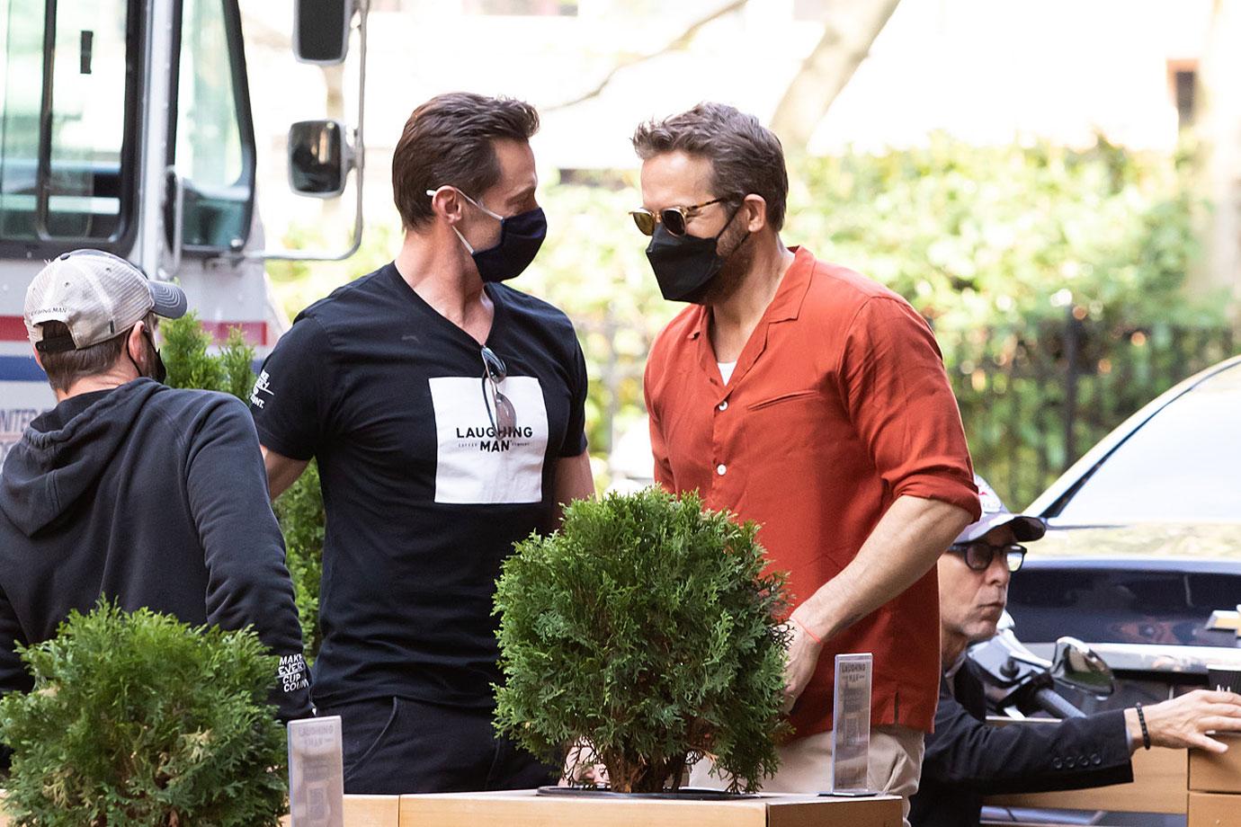 Hugh Jackman Ryan Reynolds Put Their Fake Feud On Pause As They Grab Lunch Together In Nyc 