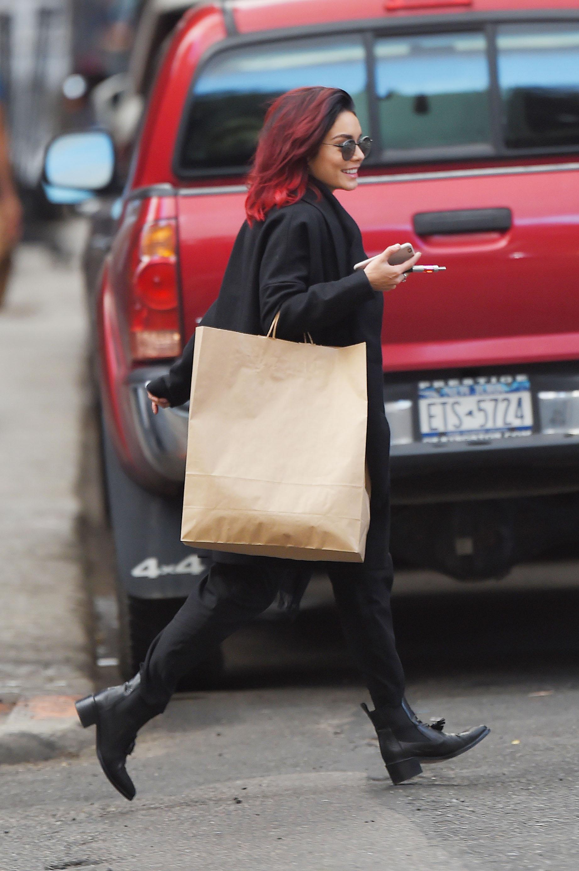 Vanessa Hudgens and boyfriend Austin Butler walk through SoHo