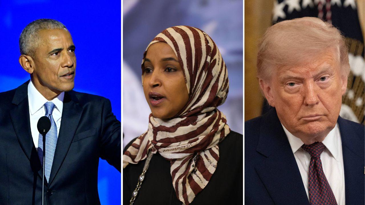 Image of Barack Obama,Donald Trump,Ilhan Omar