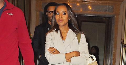 Kerry Washington and husband Nnamdi Asomugha leave their hotel with their baby daughter Isabelle who was carried by a nanny, in NYC