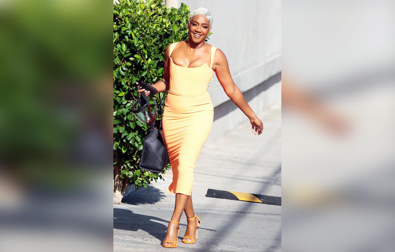 tiffany haddish jimmy kimmel live yellow dress