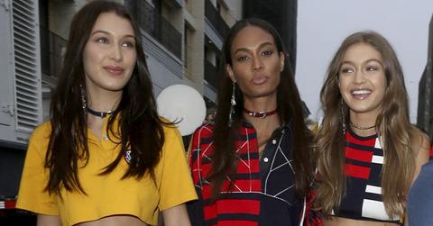 Bella Hadid, Joan Smalls, and Gigi Hadid greet fans after the Tommyland show