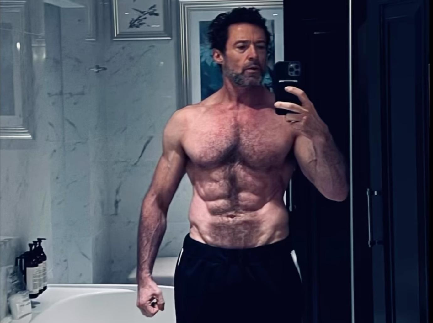 hugh jackman flaunts ripped body new selfie