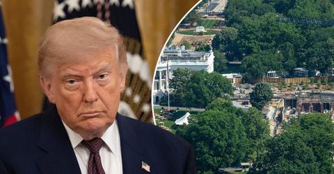 Image of Donald Trump and White House construction
