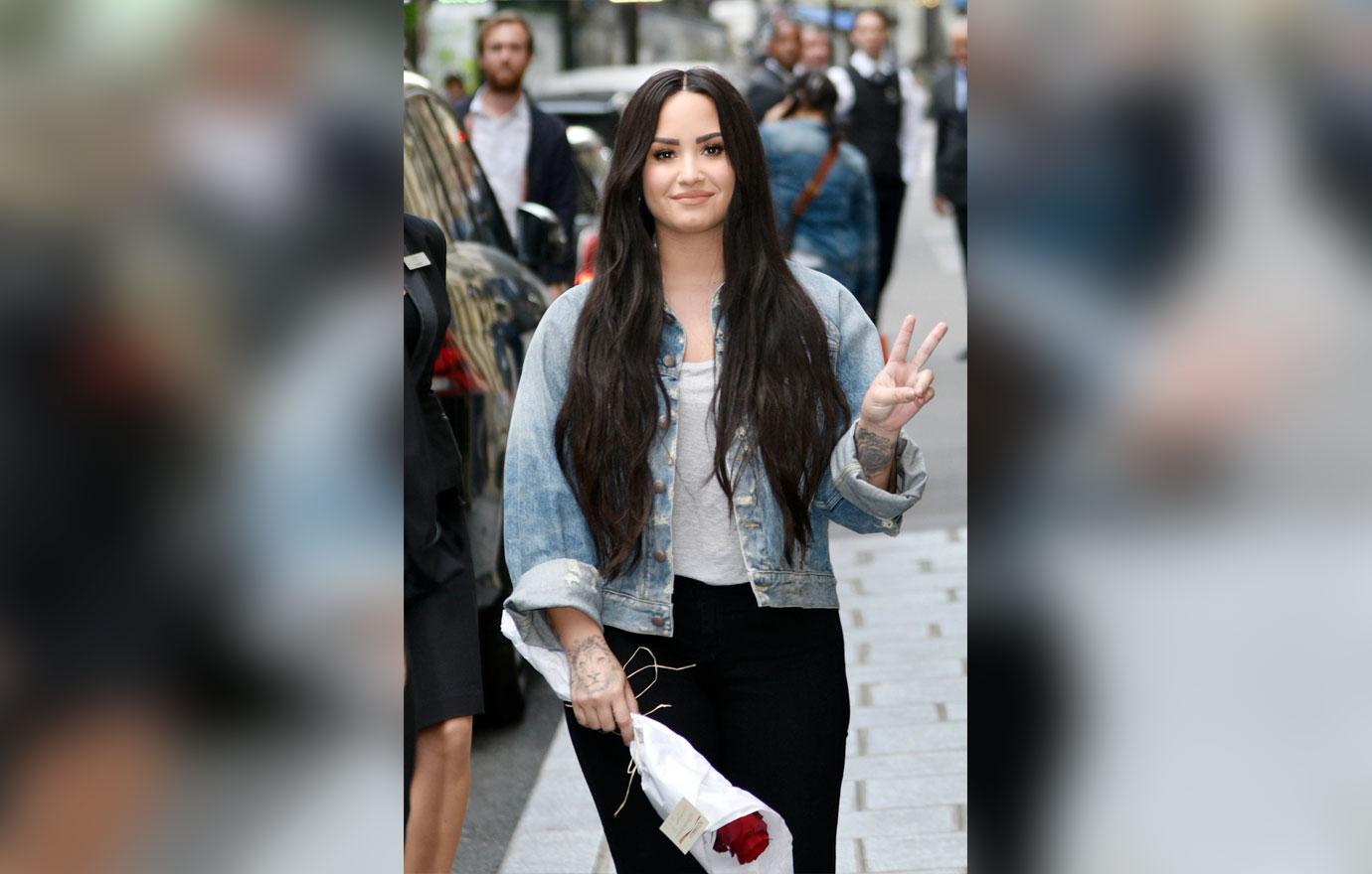 Singer Demi Lovato leaves the Hotel in Paris.