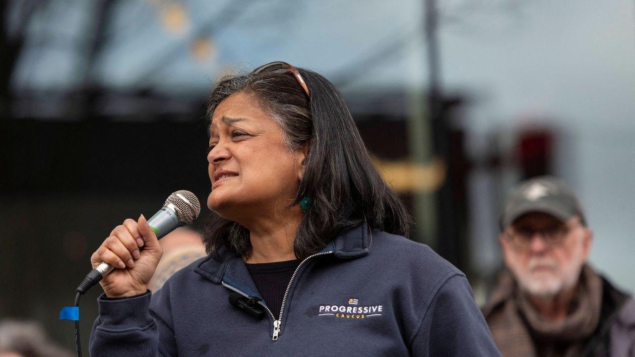 Photo of Pramilia Jayapal called for the abolishment of ICE.