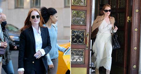julianne moore filming at the sharper set pp