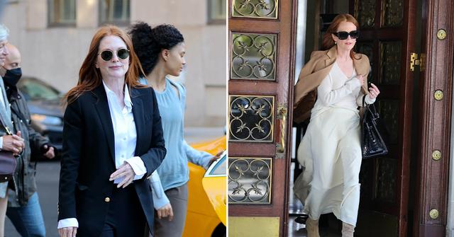 julianne moore filming at the sharper set pp