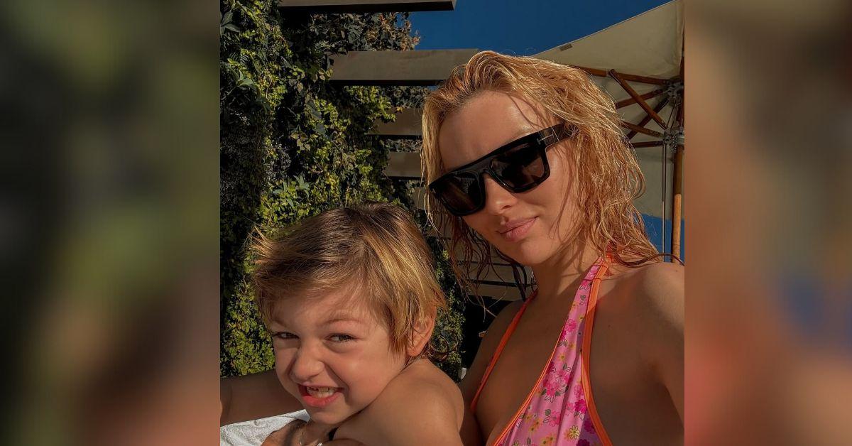 francesca eastwood son glowing pink bikini