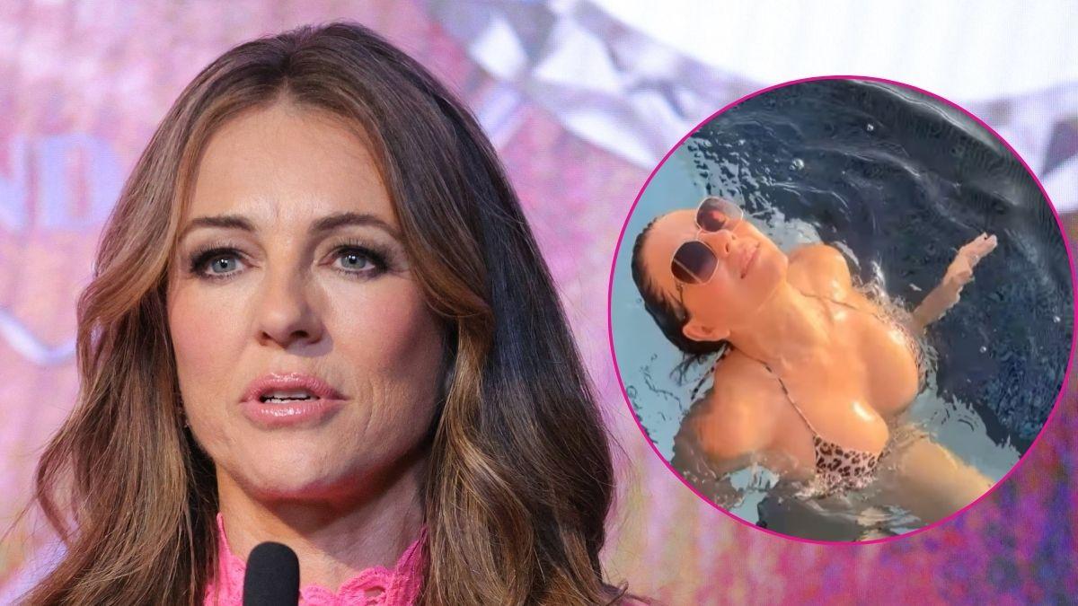 elizabeth hurley  cheetah bikini vacation photos