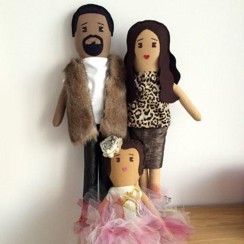 Kardashians have custom made dolls of Kim, Kanye and baby North made.