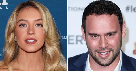 split photo of Sydney Sweeney & Scooter Braun