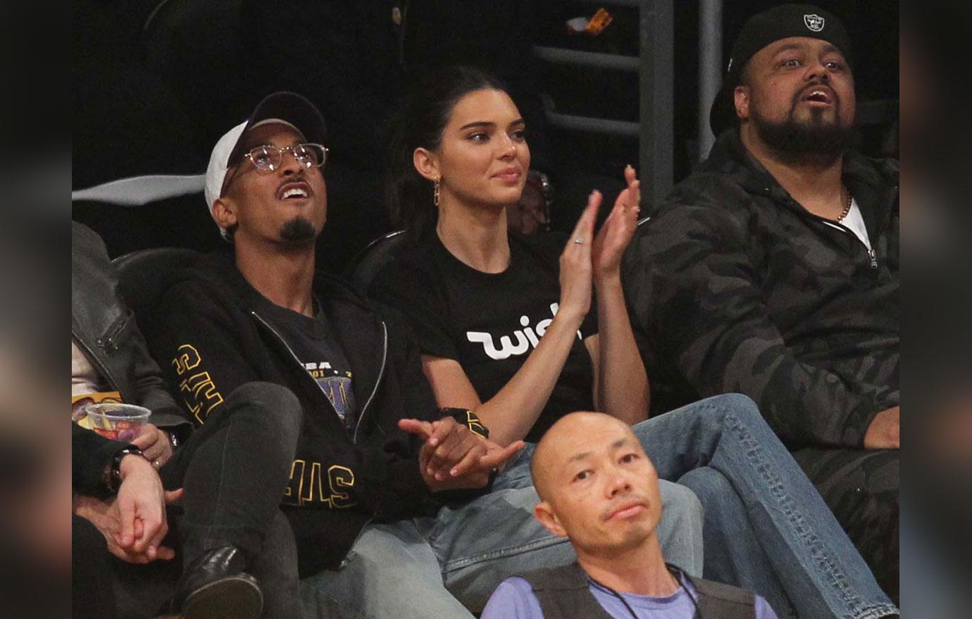 Kendall Jenner watches the Los Angeles Lakers play the Houston Rockets at the Staples in Los Angeles, Ca