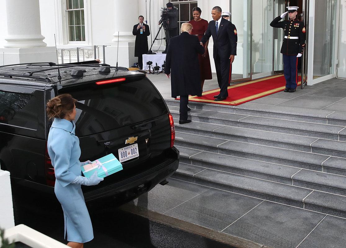 Donald And Melania Trump Arrive At White House Ahead Of Inauguration