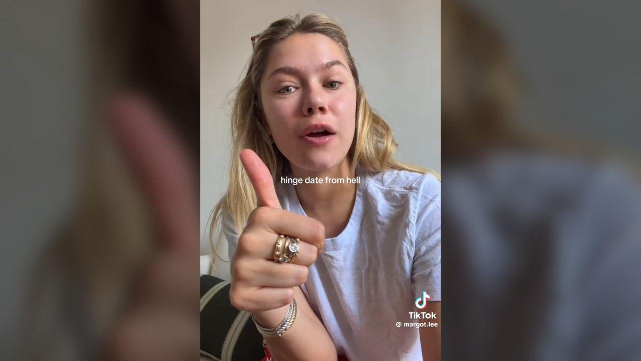 Image of the first thing that went wrong with the date was when she texted her date that she's five minutes late, and her date also replied that he was five minutes late.