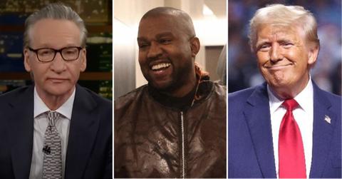 Composite photo of Bill Maher, Kanye West and Donald Trump.