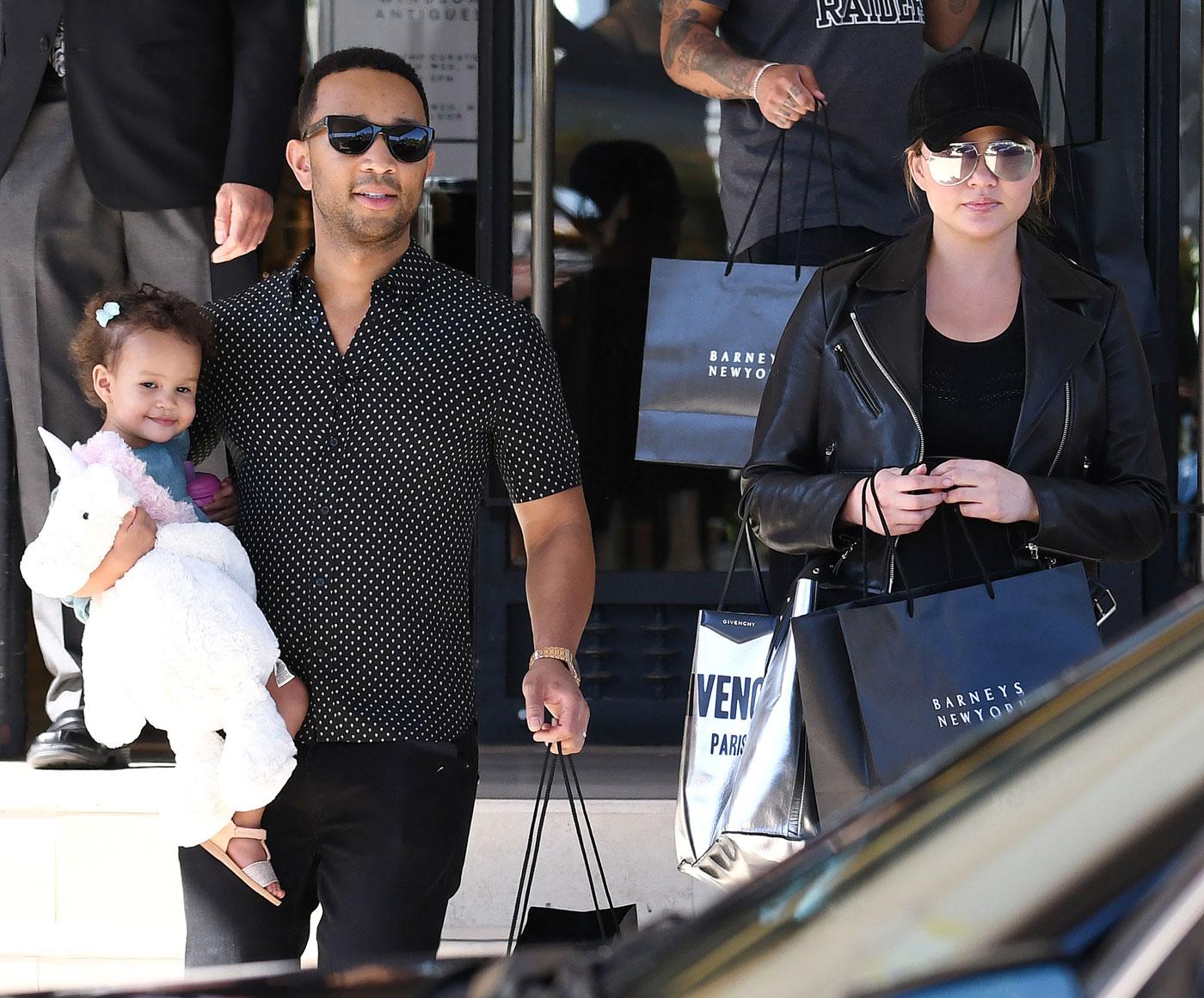 John Legend and  Chrissy Teigen leaving Saks Fifth Avenue store in Los Angeles