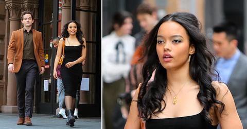 whitney peak and eli brown on the set of gossip girls nyc