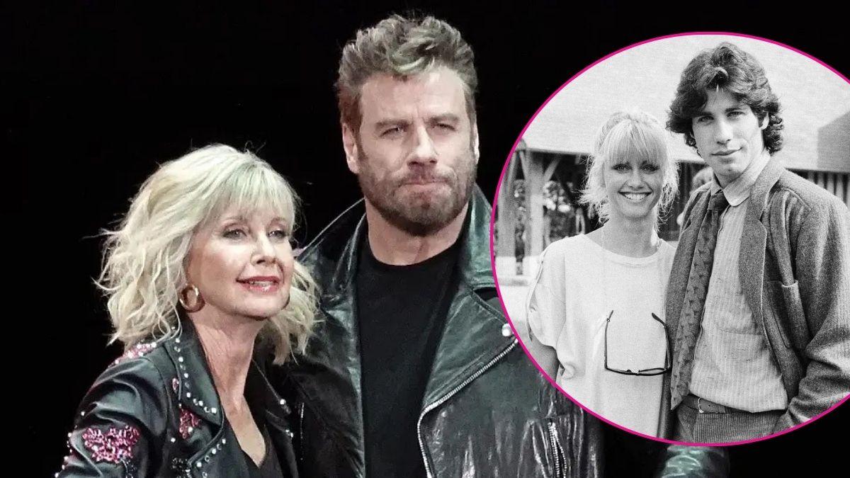 Composite photo of John Travolta and Olivia Newton-John