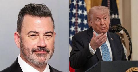 split photo of Jimmy Kimmel and Donald Trump