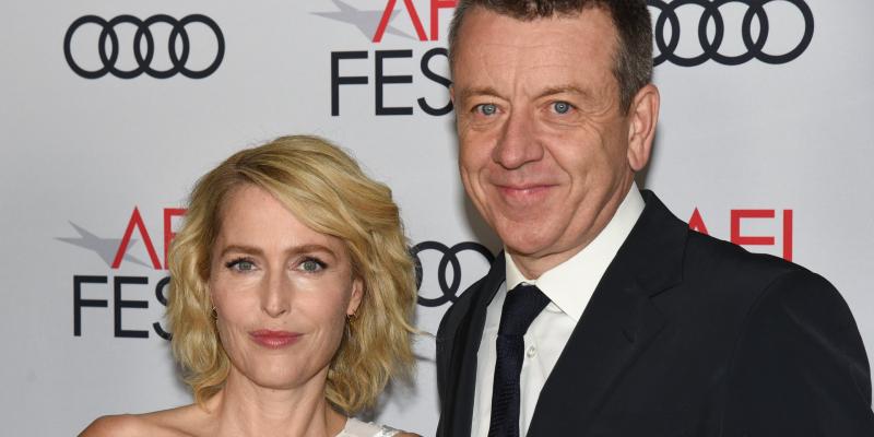 Gillian Anderson and Peter Morgan at 'The Crown' premiere