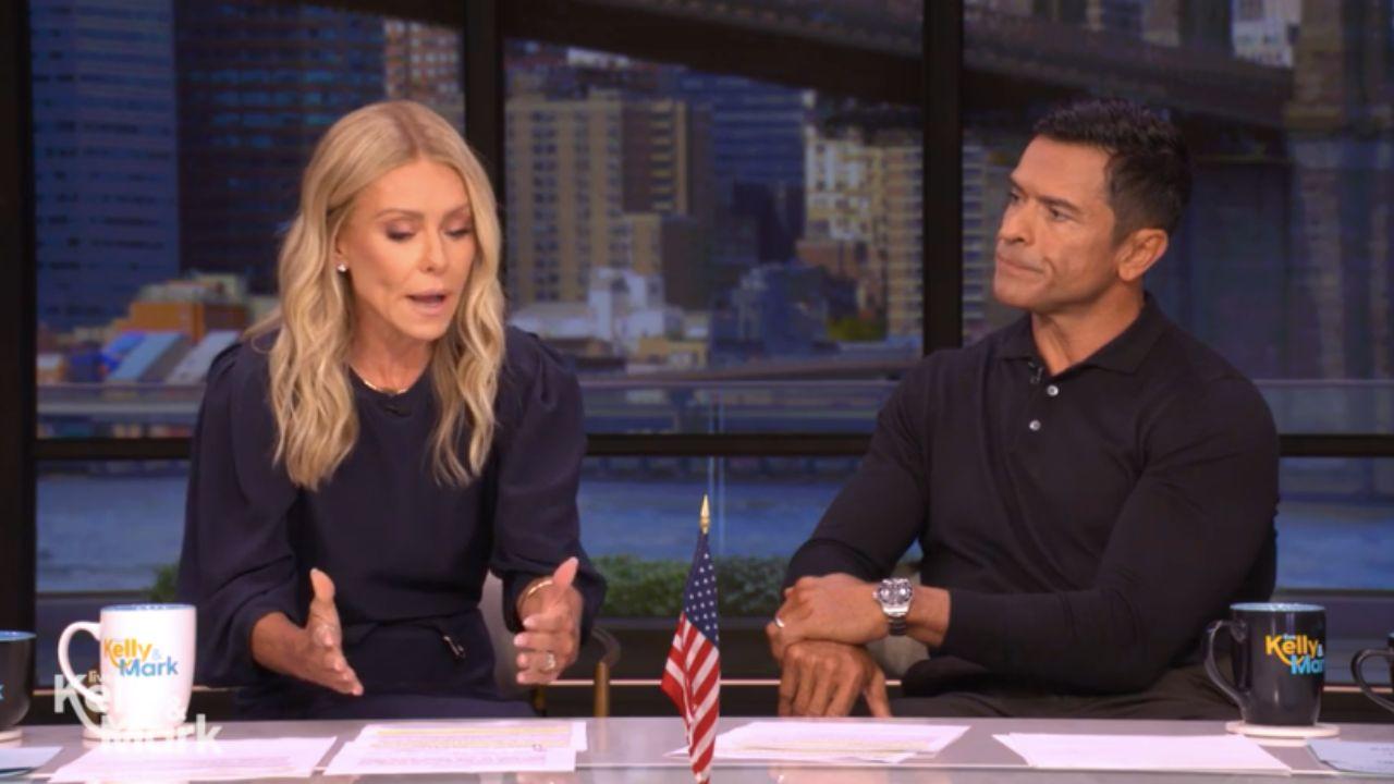 Image of Kelly Ripa agreed that Mark Consuelos is 'great' with their dog Lena; however, she thinks 'that's where it ends.'