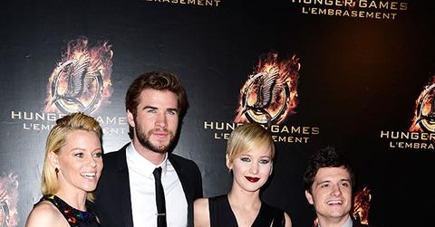 Catching Fire Paris Elizabeth Banks Liam Hemsworth Josh Hutcherson Jennifer Lawrence
