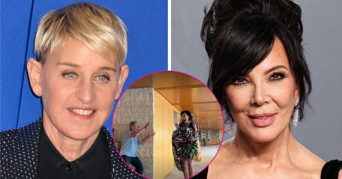 split photo of Ellen DeGeneres & Kris Jenner