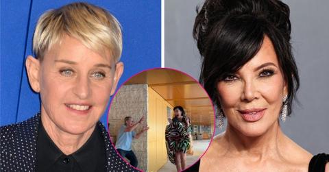 split photo of Ellen DeGeneres & Kris Jenner