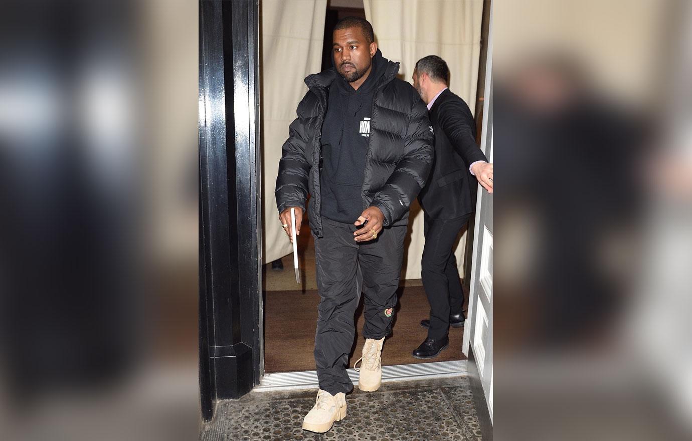 Kanye West Stays Bundled Up As He Leaves His New York Hotel