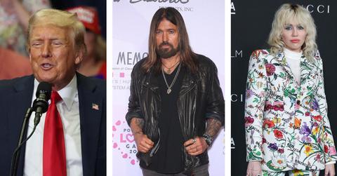 Composite photo of Donald Trump, Billy Ray Cyrus and Miley Cyrus.