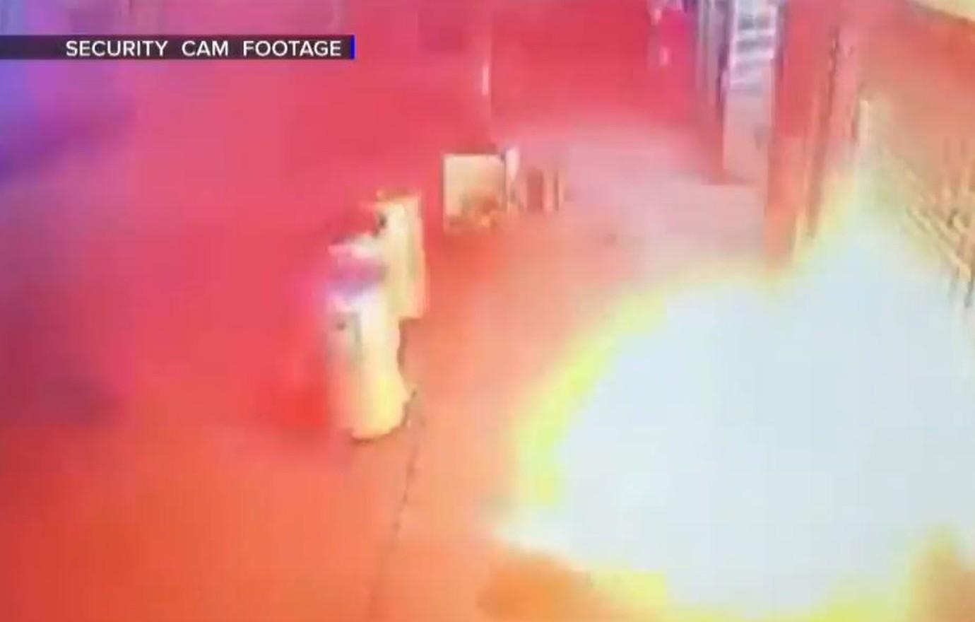 arsonist accidentally sets himself on fire security footage