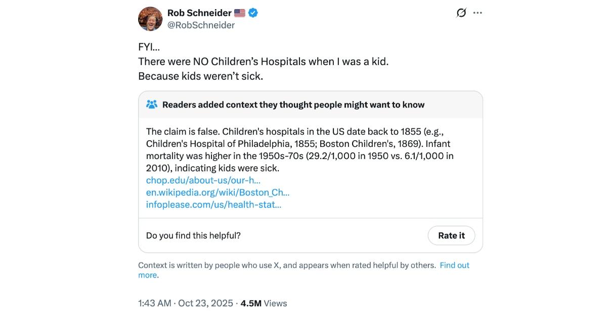 Photo of Despite his allegation, children's hospitals have been around for decades.