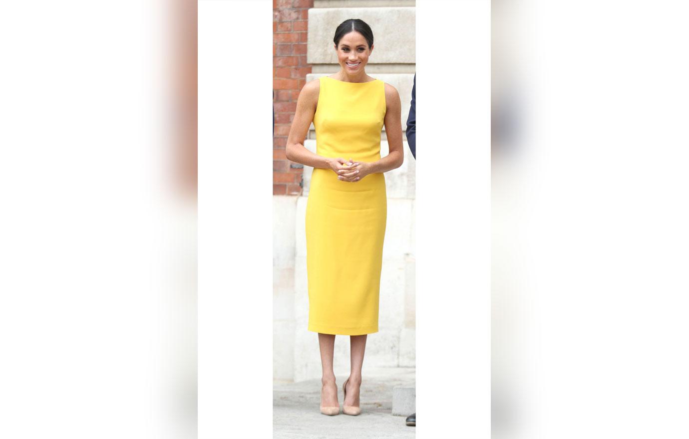 Meghan Markle Yellow Brandon Maxwell Dress