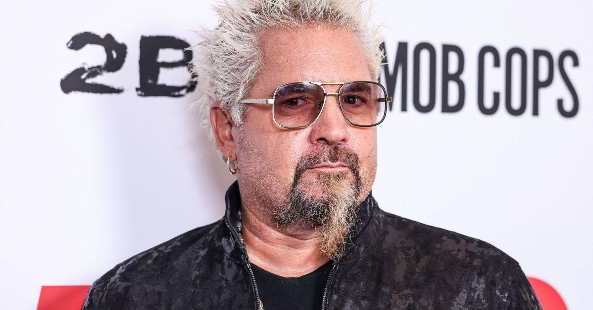 image of Guy Fieri fell down steps during shooting an episode of his show.