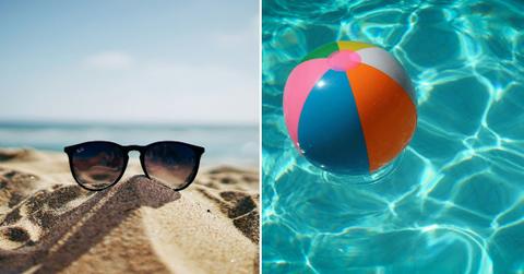 pic of sunglasses, pool.
